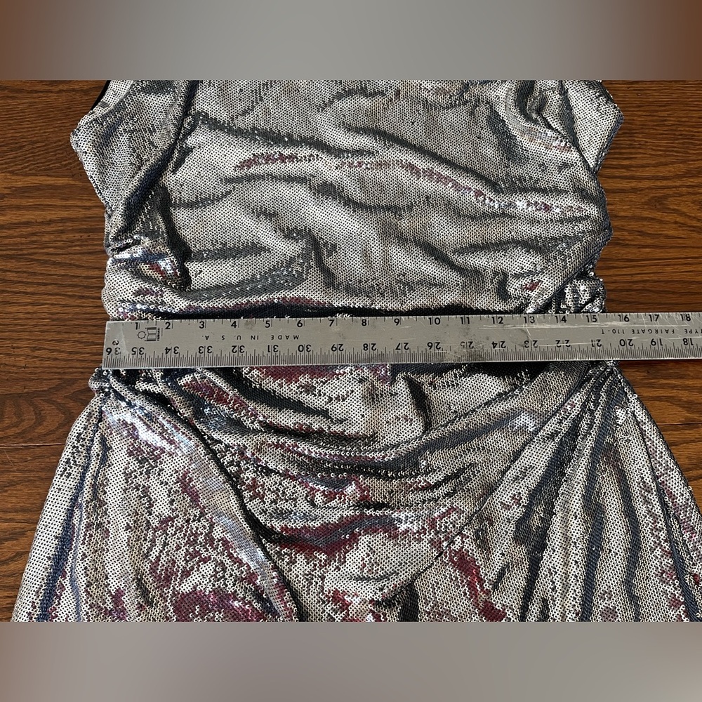 NWT Michael Kors Sequined Funnel Neck Mini Dress Silver Sequin & Black XL - Picture 13 of 16